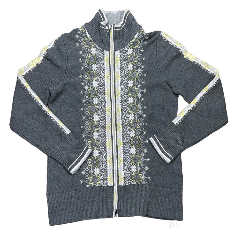 New ~ Eddie Bauer Gray With Snowflake Pattern Zip… - image 1